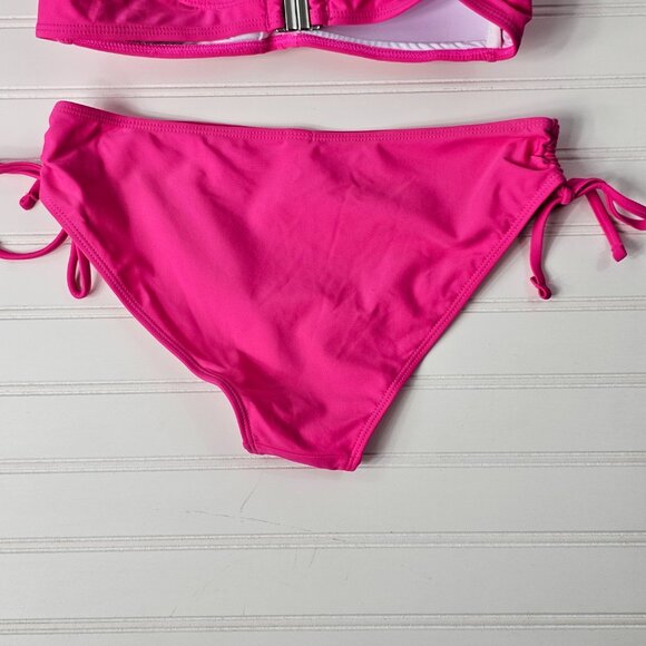 Women's Hot Pink Twist Front Side Shirred Bikini Set by Tempt Me Size S NWOT - Picture 9 of 14